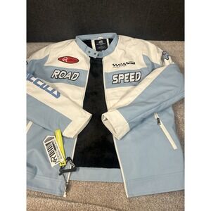NWT Refinery Republic Blue/White Racer Racing full zip lined jacket size XL